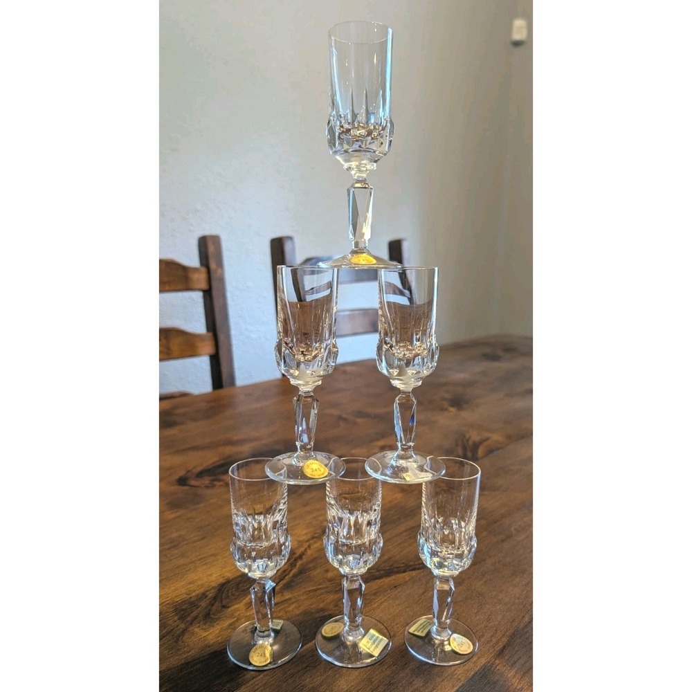 Vintage Bavaria Germany 24% Lead Crystal Cordial Liqueur Glasses Set of 6